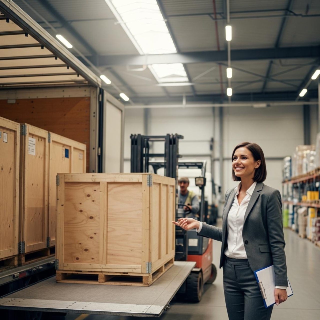 Shipping containers being loaded onto a cargo plane.