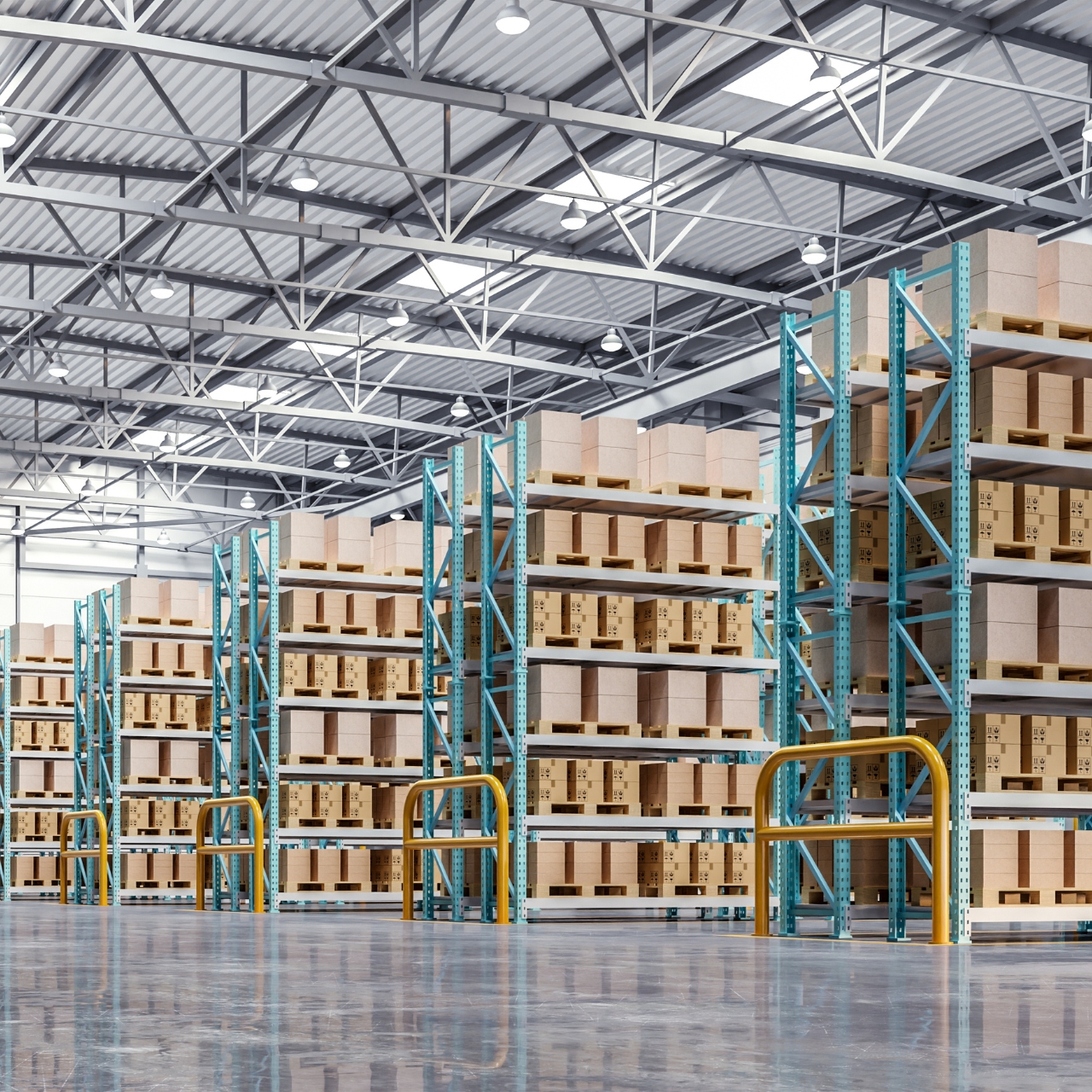 Truck fleet lined up for logistics distribution.